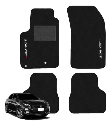 TAPETES CARPETE PRETO PEUGEOT 208 2021 A 2026 4 PEÇAS