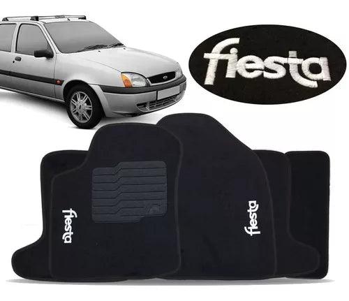TAPETE CARPETE FORD FIESTA 1996 A 2006 PRETO BORDADO 5 PEÇAS