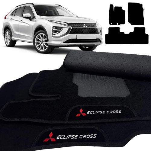TAPETE CARPETE PRETO MITSUBISHI ECLIPSE CROSS 2019 A 2025 3 PEÇAS