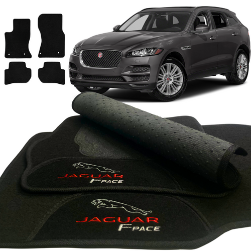 TAPETES CARPETE PRETO F-PACE 2016 A 2024 4 PEÇAS
