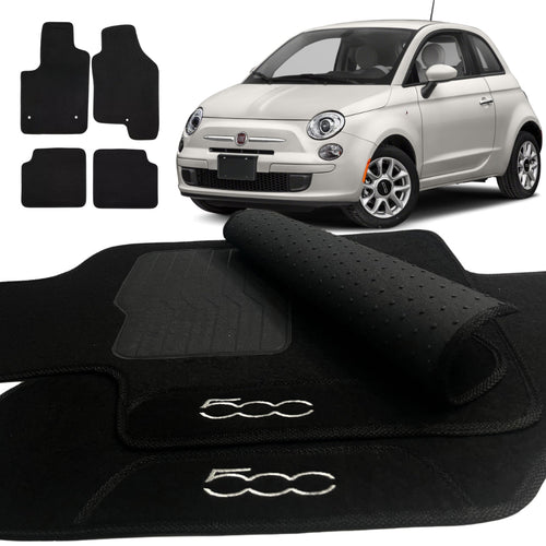 TAPETES CARPETE PRETO FIAT 500 2016 A 2021 4 PEÇAS