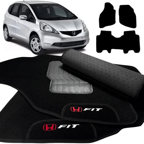 TAPETES CARPETE PRETO HONDA FIT 2004 A 2008 3 PEÇAS