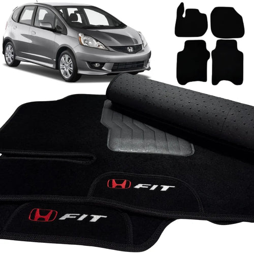TAPETES CARPETE HONDA FIT 2009 A 2014 PRETO 4 PEÇAS