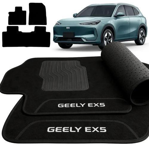 TAPETE CARPETE PRETO GEELY EX5 2025 A 2026 3 PEÇAS