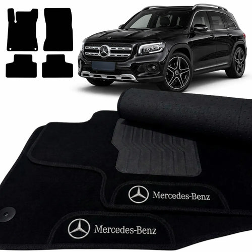TAPETES CARPETE PRETO MERCEDES BENZ GLB 200 2021 A 2022 4 PEÇAS