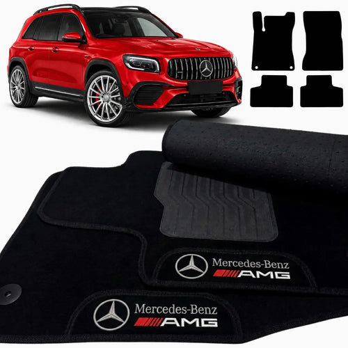 TAPETES CARPETE PRETO MERCEDES BENZ GLB 35 AMG 2021 A 2022 4 PEÇAS