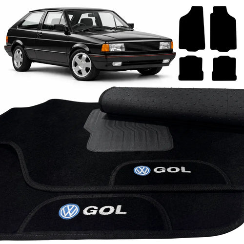 TAPETES CARPETE PRETO GOL G1 1980 A 1996 4 PEÇAS (GOL QUADRADO)