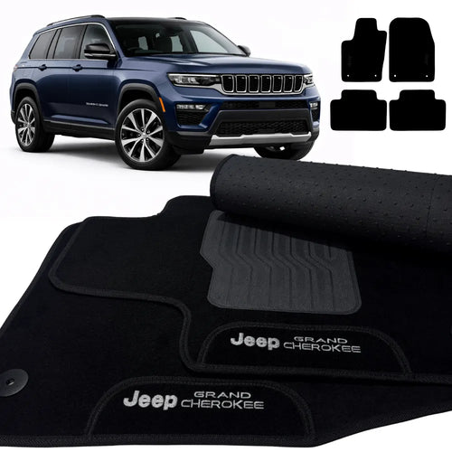 TAPETES CARPETE PRETO GRAND CHEROKEE 2014 A 2021 4 PEÇAS