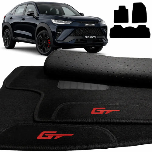 TAPETES CARPETE PRETO HAVAL H6 GT 2023 A 2026 3 PEÇAS