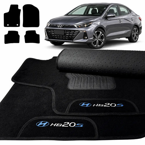 TAPETES CARPETE PRETO HB20s 2020 A 2026 4 PEÇAS