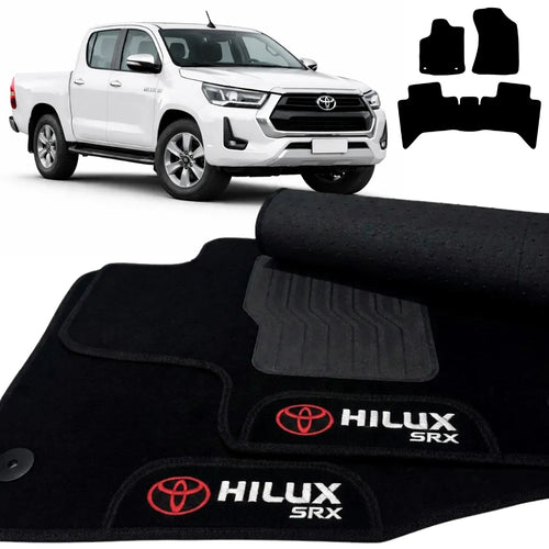 TAPETES CARPETE PRETO HILUX SRX 2016 A 2026 3 PEÇAS