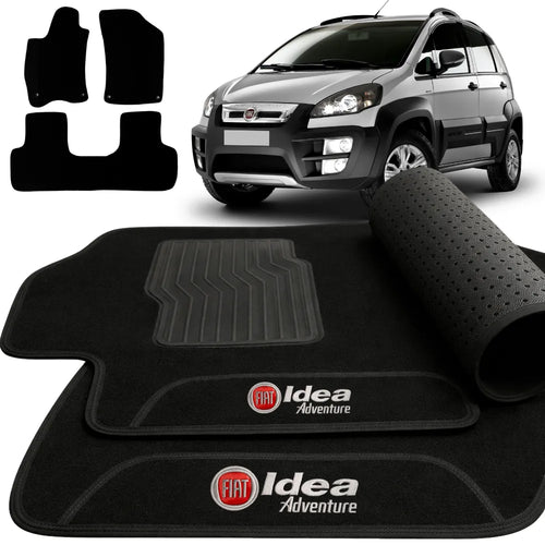 TAPETE CARPETE IDEA ADVENTURE 2012 A 2017 PRETO BORDADO 3 PEÇAS