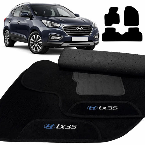 TAPETES CARPETE PRETO HYUNDAI IX35 2011 A 2023 3 PEÇAS