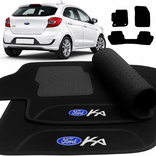 TAPETE CARPETE PRETO FORD KA 2014 A 2021 3 PEÇAS