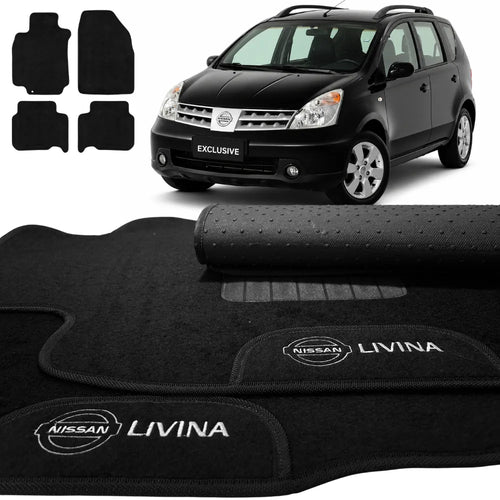 TAPETES CARPETE PRETO LIVINA 2008 A 2014 4 PEÇAS