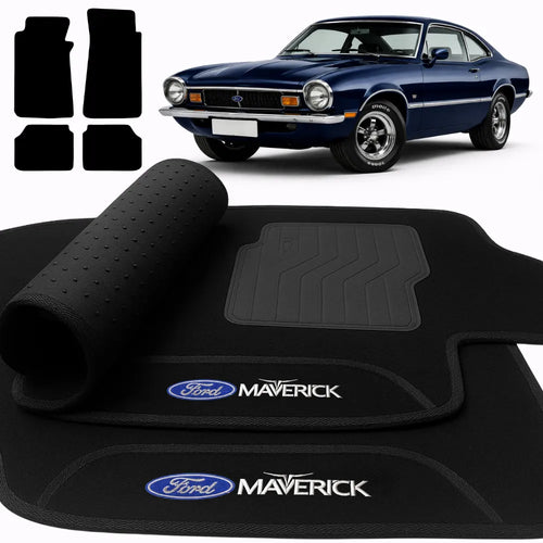 TAPETES CARPETE PRETO FORD MAVERICK 1973 A 1979 4 PEÇAS