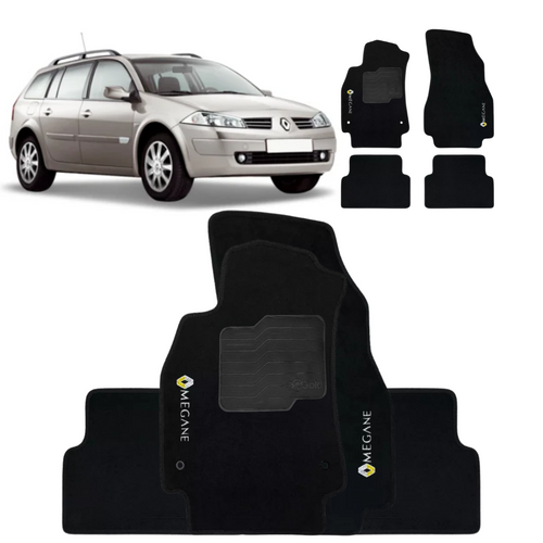 TAPETE CARPETE MEGANE GRAND TOUR 2007 A 2013 PRETO 4 PEÇAS