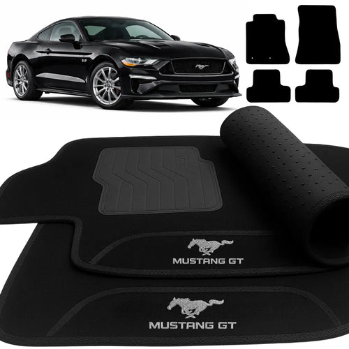TAPETES CARPETE PRETO MUSTANG GT 2019 A 2022 4 PEÇAS