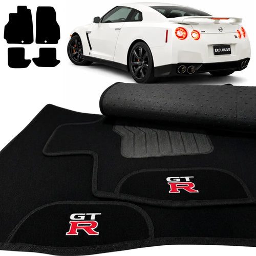 TAPETES CARPETE PRETO NISSAN GT-R 2009 A 2021 4 PEÇAS
