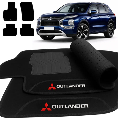 TAPETES CARPETE PRETO MITSUBISHI OUTLANDER 2014 A 2025 4 PEÇAS