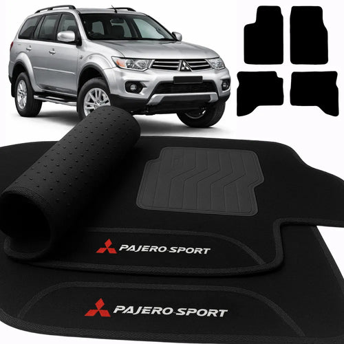 TAPETES CARPETE PRETO MITSUBISHI PAJERO SPORT 2001 A 2011 4 PEÇAS