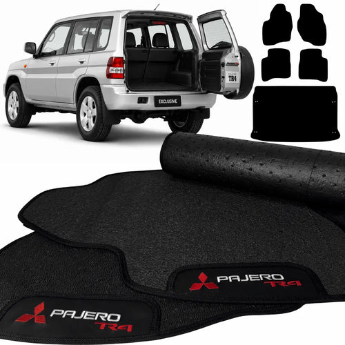 KIT TAPETES BORRACHA PREMIUM INTERNOS + PORTA-MALAS PAJERO TR4 2003 A 2015 5 PEÇAS