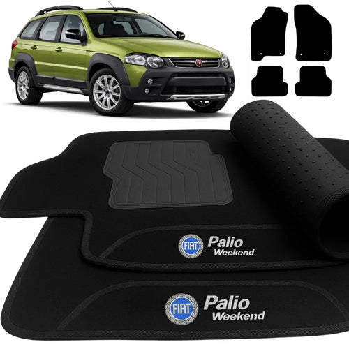 TAPETES CARPETE PRETO FIAT PALIO WEEKEND 1999 A 2015 4 PEÇAS
