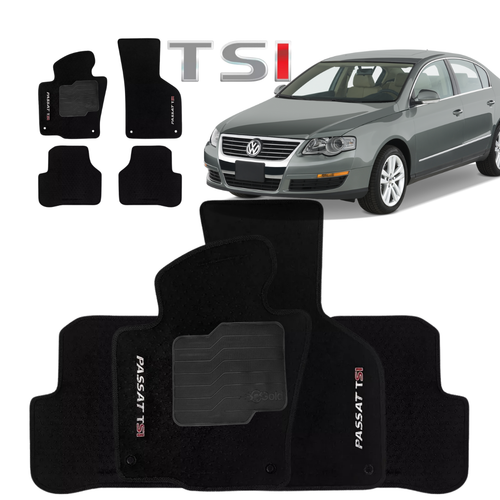 TAPETE CARPETE PASSAT TSI 2005 A 2010 PRETO BORDADO