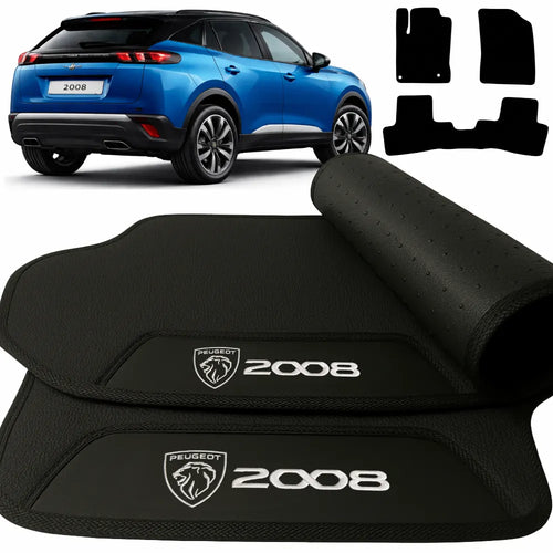 TAPETE BORRACHA PREMIUM PEUGEOT 2008 2022 A 2026 3 PEÇAS