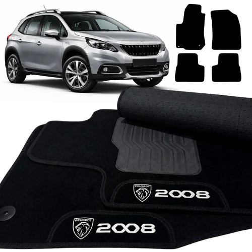 TAPETES CARPETE PRETO PEUGEOT 2008 2016 A 2019 4 PEÇAS
