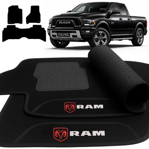 TAPETES CARPETE PRETO RAM 1500 CLASSIC 2010 A 2024 3 PEÇAS