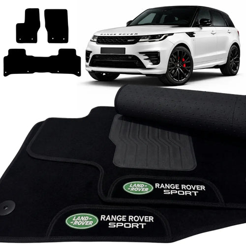 TAPETES CARPETE PRETO RANGE ROVER SPORT 2014 A 2022 3 PEÇAS