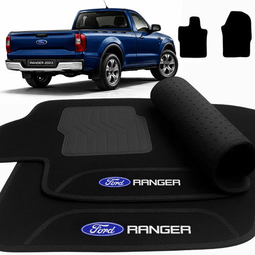 TAPETES CARPETE PRETO RANGER 2023 A 2025 CABINE SIMPLES 2 PEÇAS