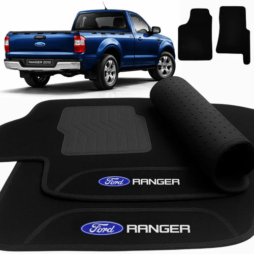 TAPETES CARPETE PRETO RANGER 1998 A 2012 CABINE SIMPLES 2 PEÇAS