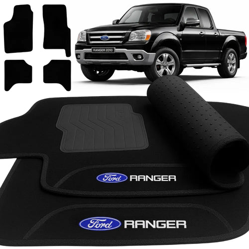 TAPETES CARPETE PRETO FORD RANGER 1998 A 2012 CABINE DUPLA 4 PEÇAS