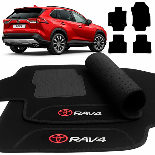 TAPETE CARPETE PRETO TOYOTA RAV4 2019 A 2024 4 PEÇAS