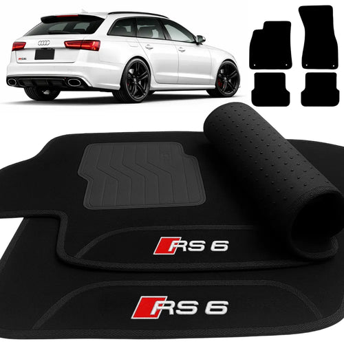 TAPETES CARPETE PRETO AUDI RS6 AVANT 2018 A 2023 4 PEÇAS