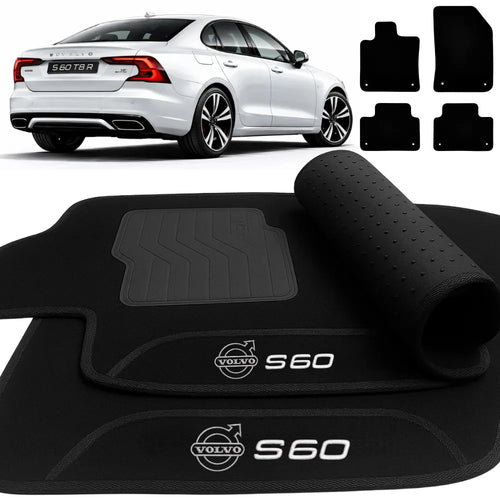 TAPETES CARPETE PRETO VOLVO S60 T8 R 2019 A 2022 4 PEÇAS