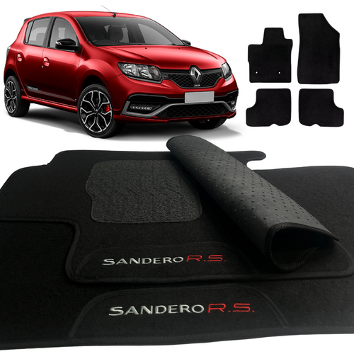 TAPETE CARPETE SANDERO RS 2015 Á 2023 PRETO 4 PEÇAS