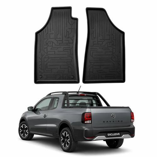JOGO DE TAPETE BANDEJA PREMIUM SAVEIRO 2009 A 2024 CABINE SIMPLES - COMPLETO