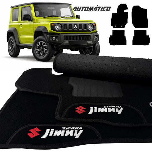 TAPETES CARPETE PRETO JIMNY SIERRA AUTOMÁTICO 2020 A 2025 4 PEÇAS