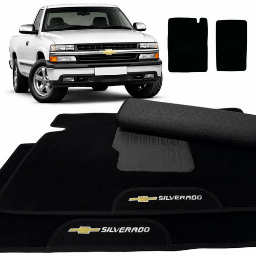 TAPETES CARPETE PRETO SILVERADO 1997 A 2001 CABINE SIMPLES 2 PEÇAS