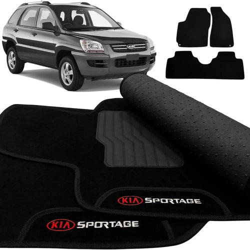 TAPETE CARPETE SPORTAGE 2004 A 2010 BORDADO 3 PEÇAS