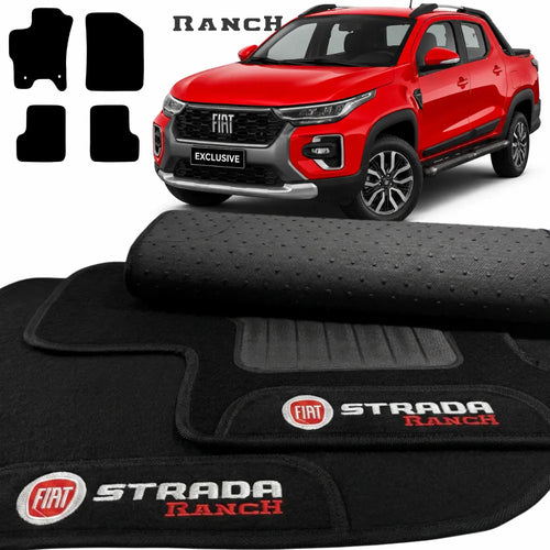 TAPETES CARPETE PRETO STRADA RANCH 2021 A 2025 4 PEÇAS