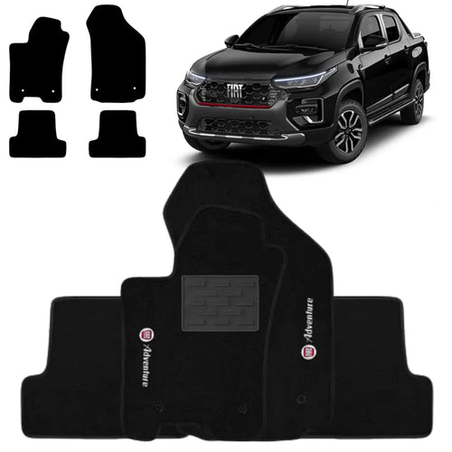 TAPETE CARPETE STRADA ADVENTURE (CABINE DUPLA) 2016 A 2020 PRETO 4 PEÇAS
