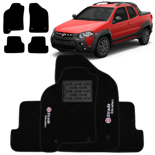 TAPETE CARPETE STRADA ADVENTURE (CABINE DUPLA) 1999 A 2015 PRETO 4 PEÇAS