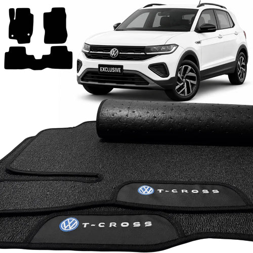 TAPETES BORRACHA PREMIUM T-CROSS 2018 A 2026 3 PEÇAS