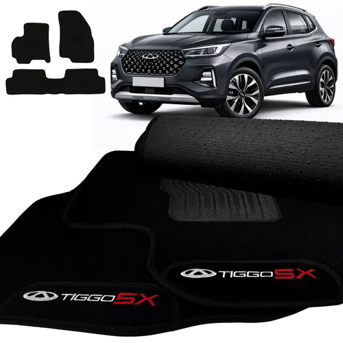 TAPETES CARPETE PRETO TIGGO 5X 2018 A 2026 3 PEÇAS