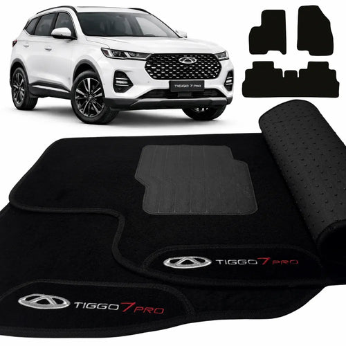 TAPETES CARPETE PRETO TIGGO 7 PRO 3 PEÇAS