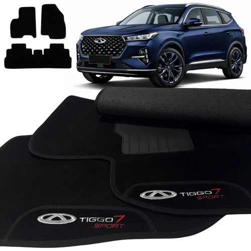 TAPETES CARPETE PRETO TIGGO 7 SPORT 2022 A 2027 3 PEÇAS